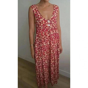 Vintage 1980s Ganni Style Floral Maxi Dress  | MADE IN USA | Minimal Bohemian